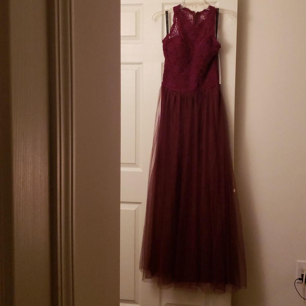 Bill Levkoff Wine Bridesmaid Dress